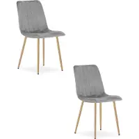 Leobert LAVA Eetkamerstoelen – Set van 2 – Lichtgrijs Velvet – Houten Poten – Comfortabele Gestoffeerde Zitting – Modern Design – Velvet Stoel voor Woonkamer, Keuken en Eetkamer – Max. 110 kg per Stoel