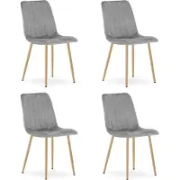Leobert LAVA Eetkamerstoelen – Set van 4 – Lichtgrijs Velvet – Houten Poten – Comfortabele Gestoffeerde Zitting – Modern Design – Velvet Stoel voor Woonkamer, Keuken en Eetkamer – Max. 110 kg per Stoel