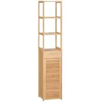 MODFU inklapbare keukentafel met één lade, salontafel met uitschuifbaar blad en houten afwerking, naturel