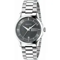 Gucci G-Timeless YA126441 Unisex Horloge met Grijze Wijzerplaat en Zilveren Armband