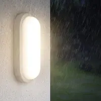 Braytron LED 18W wand- en plafondlamp, ovaal, geschikt voor vochtige ruimtes, wit, voor buiten, garage, 6500K, IP54