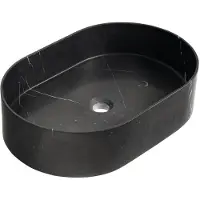 Hak Blok Natuurstenen opbouwwastafel, 55x37cm, zwart Marquin mat