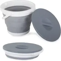 VERK 01548 Opvouwbare siliconen emmer met deksel, 5 liter