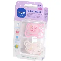 Mam Perfect Night Fopspeen Silicone Pink 0-6 2 St Fopspeen