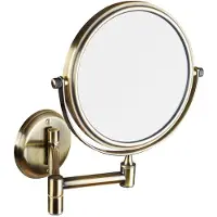 Sapho Wandgemonteerde scheerspiegel, Ø14cm, dubbelzijdig, brons