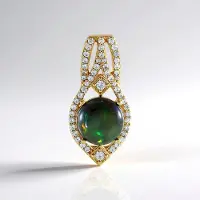 Cavill - Zilveren Hanger 925 Sterling Verguld - Mezezo Opaal 1,949 ct & Zirkonia 0,597 ct - Ronde Cabochon - Elegante Dameshanger