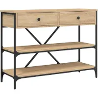 vidaXL Wandtafel met lades en schappen bewerkt hout sonoma eikenkleur