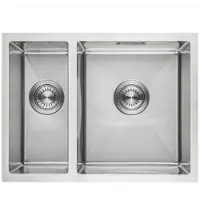 LOMAZOO Proxima RVS Keuken Spoelbak & Wasbak - Dubbele Gootsteen - Duurzaam en Onderhoudsvriendelijk - Inclusief Accessoires - 595x450x200mm