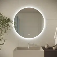 LOMAZOO Badkamerspiegel met LED verlichting - Badkamer Spiegel - Spiegel Badkamer - Spiegel Douche - Verwarming Anti Condens - 60 cm rond [CHICAGO]