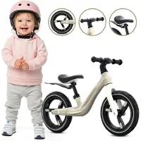 INNE Loopfiets voor Kinderen Sport - 2 jaar, max. 30 kg, Loopfietsen, nylon frame, luchtbanden, verstelbaar zadel en stuur - Beige