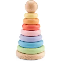 Woet Houten Stapelringen - Regenboog Stapeltoren - Ring Stapelaar - FSC - Educatief Houten Speelgoed voor Kinderen - Kleurrijk Montessori Speelgoed - Vanaf 1 Jaar