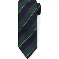 Suitable Stropdas Zijde Triple Stripe Donkerblauw -