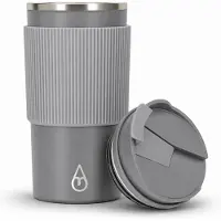 Motivai RVS Thermosbeker To Go – 450ML – Lekvrij & Dubbelwandig – Koffiebeker voor Onderweg – BPA-vrij & Duurzaam – Grijs