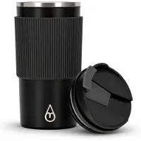 Motivai RVS Thermosbeker To Go – 450ML – Lekvrij & Dubbelwandig – Koffiebeker voor Onderweg – BPA-vrij & Duurzaam – Zwart