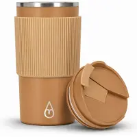 Motivai RVS Thermosbeker To Go – 450ML – Lekvrij & Dubbelwandig – Koffiebeker voor Onderweg – BPA-vrij & Duurzaam – Beige