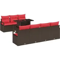 vidaXL Tuinbank Set 8 st 7-Aantal zitplaatsen Bruin en Rood