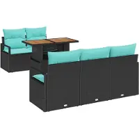 vidaXL Tuinbank Set 6 st 5-Aantal zitplaatsen Zwart en blauw