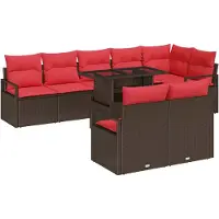 vidaXL Tuinbank Set 9 st 8-Aantal zitplaatsen Bruin en Rood