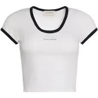 Calvin Klein Ss Monologo Scoop Neck Top Bright White Size: M | T-Shirts Outlet | Dames | Wit