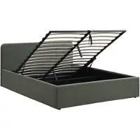 CALICOSY - Bed met opbergruimte 160x200 cm met hoofdbord in kaki corduroy fluweel - MIA