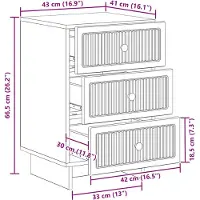 vidaXL Nachtkastje met lade Oud hout 43 x 41 x 66,5 cm Bewerkt hout