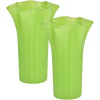 Atmosphera Bloemenvaas - 2x - groen - D16 x H25 cm - glas - hoge vaas - boeketvaas