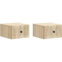vidaXL Muurbevestigde Nachttafel 2 pcs Sonoma Eiken 33 x 34,5 x 20 cm
