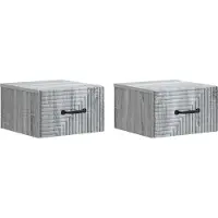 vidaXL Muurbevestigde Nachttafel 2 st Grijs sonoma 34,5 x 33 x 20 cm