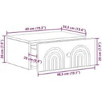vidaXL Muurbevestigde Nachttafel met lade Betongrijs 49 x 34,5 x 20 cm