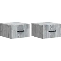 vidaXL Muurbevestigde Nachttafel 2 st Grijs sonoma 34,5 x 33 x 20 cm