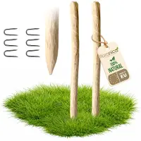 Pemicont 2 x hazelnoot houten paal hoogte 120 cm, houten paal voor prieelhek, kastanjehek, houten palen, boomsteun, puntige houten paal, boompaal, steunpaal