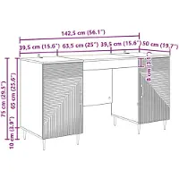 vidaXL Bureau Artisanaal eiken 142,5 x 50 x 75 cm Bewerkt hout
