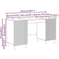 vidaXL Bureau met plank Betongrijs 142,5 x 50 x 75 cm Bewerkt hout