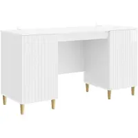 vidaXL Bureau met plank Hoogglans Wit 142,5 x 50 x 75 cm Bewerkt hout
