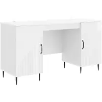 vidaXL Bureau Hoogglans Wit 142,5 x 50 x 75 cm Bewerkt hout