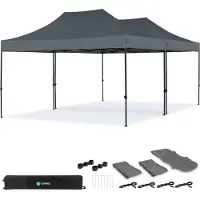 Vonroc Partytent - 6x4.5 m - Premium easy-up Partytent | set incl. 2x Tent en 1x koppelsysteem – Grijs