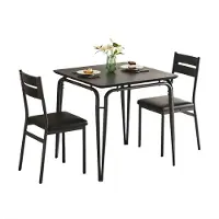 Bolt Eettafelset voor 2 - Voor Kleine Ruimtes, Appartement - Vierkante Keukentafel met 2 Stoelen - Rustiek Bruin - Zwart