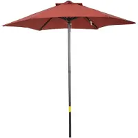 Merax Parasol Ø196 cm – Kantelbare Tuinparasol met Draaifunctie – Balkon Parasol met Push Systeem – Windbestendig – Voor Strand - Tuin & Terras – Wijnrood