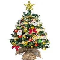 Unyqoos Compacte mini-kerstboom met led-verlichting en decoraties voor thuis en kantoor