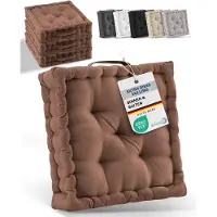 Beautissu Zitkussen Matraskussen 50x50x8 cm - vloerkussen met praktische draaggreep - kussen bruin - Mila