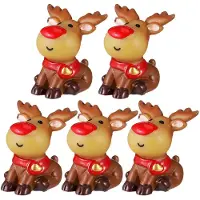 Unyqoos Vijfdelige set micro-elandfiguren voor sfeervolle kerstdecoratie