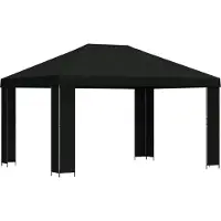 vidaXL Prieel 4 × 3 m Zwart Polyester en Staal 190 gsm