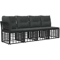 vidaXL Buiten bank set 12 pcs Zwart en Donker Grijs Polyester