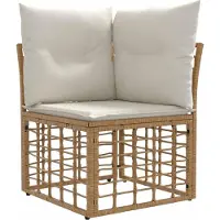 vidaXL Modulair Buitenkant Hoekbank Eenheid Naturel poly rattan
