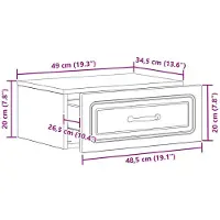 vidaXL Muurbevestigde Nachttafel met lade Oud hout 49 x 34,5 x 20 cm