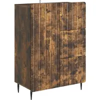 vidaXL Dressoir Gerookt eiken 66 x 34,5 x 91,5 cm Bewerkt hout