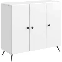 vidaXL Dressoir Hoogglans Wit 89 x 34,5 x 80 cm Bewerkt hout