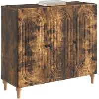 vidaXL Dressoir Gerookt eiken 89 x 34,5 x 80 cm Bewerkt hout