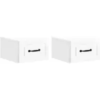 vidaXL Muurbevestigde Nachttafel 2 pcs Hoogglans Wit 34,5 x 33 x 20 cm