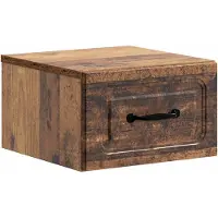 vidaXL Muurbevestigde Nachttafel met lade Oud hout 34,5 x 33 x 20 cm